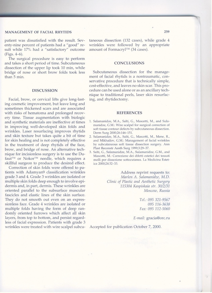 International Journal of Cosmetic Surgery and Aesthetic Dermatology v2, #4, 2000