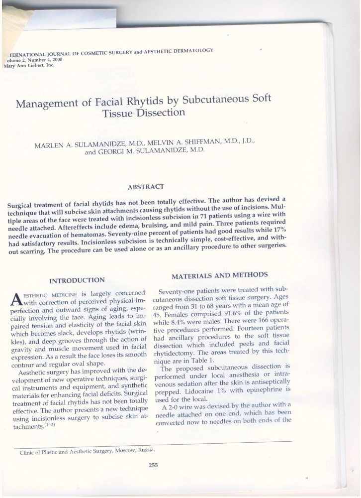 International Journal of Cosmetic Surgery and Aesthetic Dermatology v2, #4, 2000
